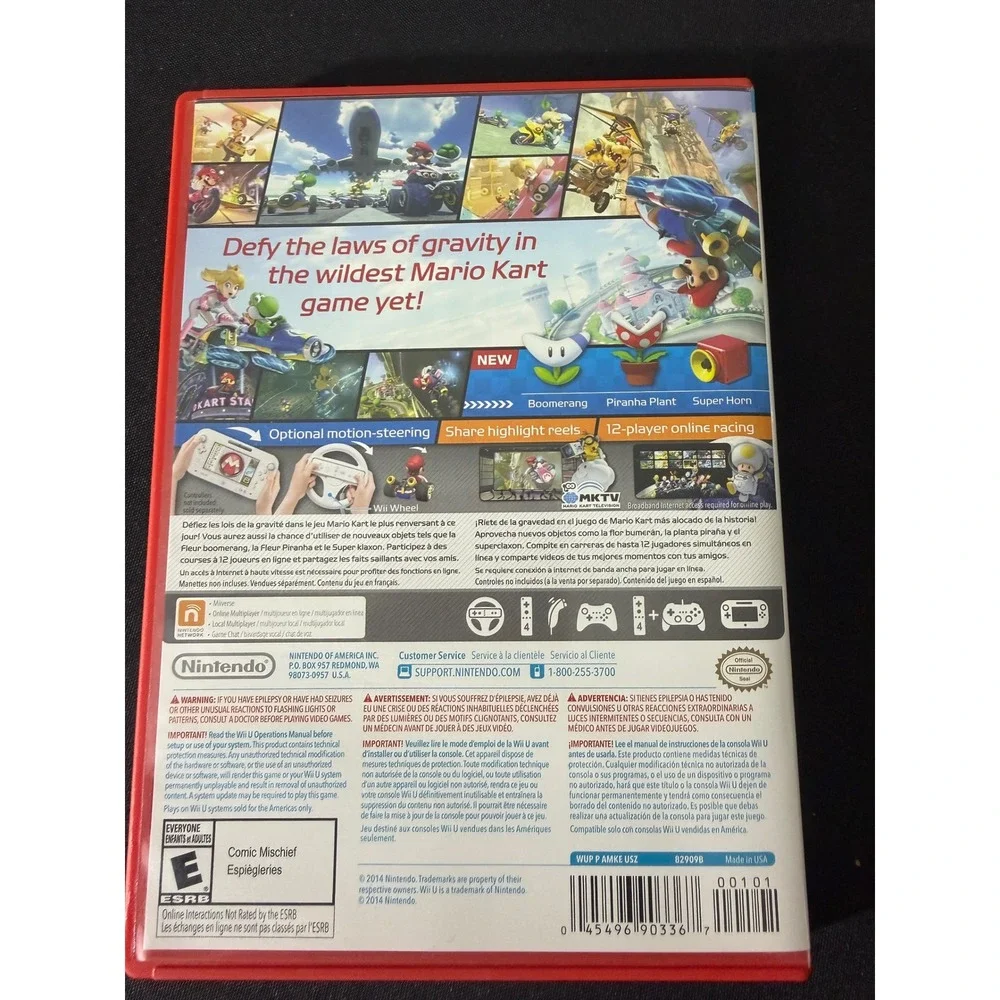 Nintendo Mario Kart 8 Wii U Standard Edition Red Case‎ Excellent Racing Game